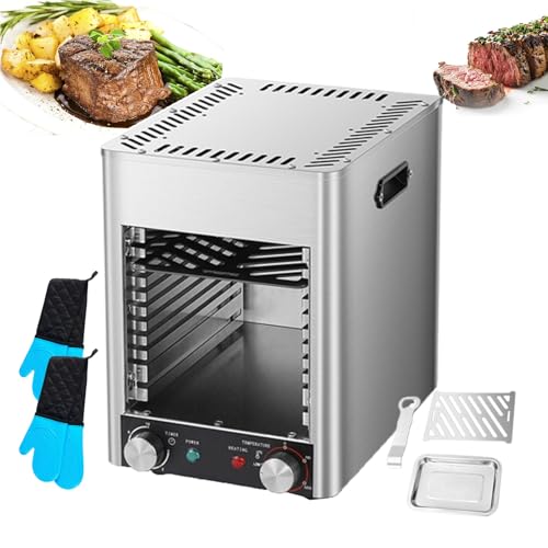 Electric Steak Cooker Teppanyaki Grill, Electric Steak Grill with 10 Level Design, Countertop Barbecue Grill Pan for Family Gatherings, Constant Temperature 800℃,