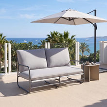 Christopher Knight Home Outdoor Patio 2-Seater Aluminum Loveseat with Water-Resistant Cushions, Modern Metal Frame Sofa with Thick Removable Cushions for Balcony, Backyard, Garden and Deck, Light Gray