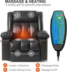 HTERWQEA Power Lift Recliner Chair with Massage & Heat for Elderly, Gray