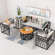 JOSOGO Garden Lounge Set with Cushions,Outdoor Backyard Porch Loveseat Chairs Furniture with Table， Modular Seating Sofa and Table for Patio(D)