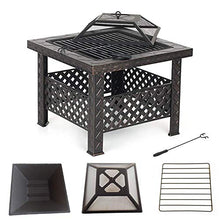Outdoor Fire Pit with BBQ Grill Shelf Metal Garden Fireplace Patio Firepit Stove Brazier Outdoor Fireplace BBQ Grill Poker,Outdoor Fire Pits