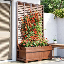 Large Floor-standing Wooden Planter With A Trellis, Tall Privacy Screen For Climbing Vines,Combines Hanging Planters With In-soil Planting,Suitable For Terraces(39.4x11.8x70.9in,No Top)