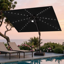 OROTLECT 12' X 9' Rectangular Patio Cantilever Solar Led Light Umbrella with Weighted Base – Effortlessly Movable by One Person