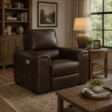 Sanco Power Recliner Chair, Adjustable Headrest, USB, Walnut Brown Leather