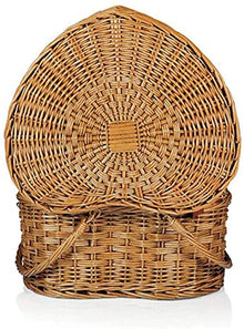 Storage Basket,Home Kitchen Picnic Heart Shaped Wicker with White Liner Foldable Double Handle Compact Design