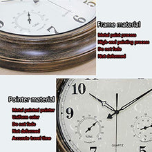 BTZHY Wall Clock,Large Waterproof Outdoor Clock Garden Vintage Silent Outdoor with Thermometer and Hygrometer Combo 18 inch Outdoor Clocks Metal Outside Clocks