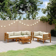 GHVBNMF 6-Piece Acacia Wood Outdoor Sectional Set with Cream Cushions