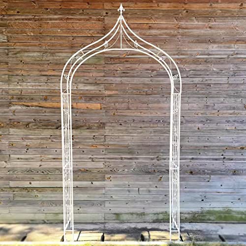 SDdPulse Retro Garden Arch, Metal Rose Arch Arbor,Climbing Plants Decoration Pergola Arbor,for Outdoor Lawn/Terrace/Garden Entrance,Easy to Assemble,2 Styles (Antique White A)