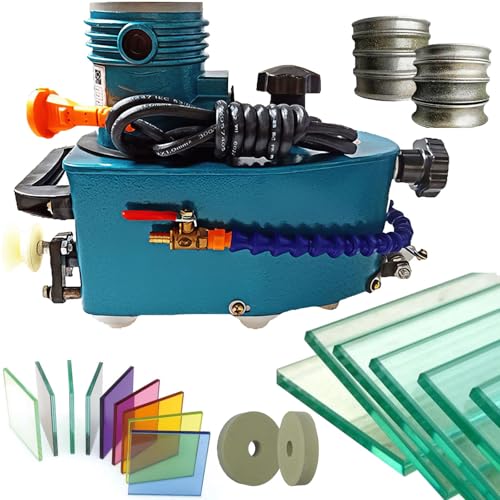 WANGYYDS 850W 8000r/Min Portable Small Glass Edger, Glass Grinder Electric Glass Edging Machine, Portable Glass Edger Straight Round Bevel Edge Edge Grinder for Marble Stone Tile 28×15×24cm Blue