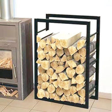 DJVHSRI Heavy Duty Metal Firewood Rack with Side Rails, Indoor & Outdoor Log Storage Stand, Easy Assembly,