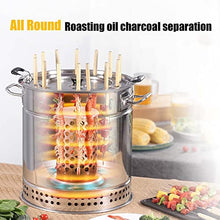 Smokeless Charcoal Smoker Barrel Grill, Vertical Barbeque Hanging Stove, Stainless Steel Split Oven with 50pcs Kabob Skewers, 360° All Round Roasting,Barbecue Grill for Camping (Size : L)