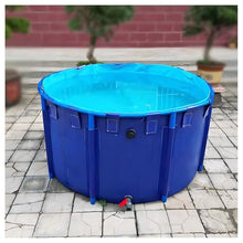 Zfmnoyev Canvas Aquarium Fish Pond with Bracket, Round Thickening Swimming Pool with Drain Valve, Collapsible Outdoors Water Storage Tank, for Koi Culture Agricultural Irrigation(1.5x0.8m-1400L)