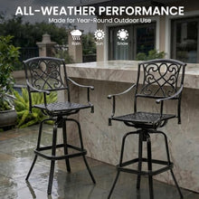 30" Swivel Outdoor Bar Stools Set of 2, Sunbrella Cushion Patio Bar Chairs