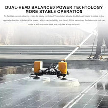 11Ft/18Ft/24Ft Glass Water Fed Pole Kit, Dual Heads Solar Panel Cleaning Brush, 4 Water Outlets, Cleaning Rotating Brush for Roof, Window, Photovoltaic Panel(Lithiumbattery-3.5m)