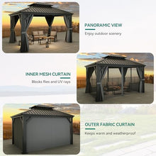 YITAHOME 10x12ft Hardtop Gazebo with Nettings and Curtains Gray