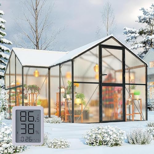 12x12 FT T-Shape Greenhouses, Polycarbonate Green House with UV Protection