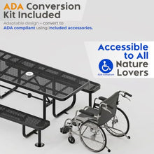 OUTTANS Commercial Metal Picnic Table (Black, 8' Rectangular)
