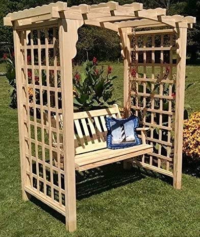 Backyard Crafts Amish-Made Cambridge Style Cedar Arbor with Swing 5' Wide Mushroom Stain