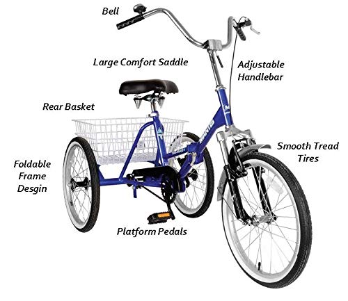 Mantis Tri-Rad Adult Folding Tricycle Silver 20 Inch Wheels