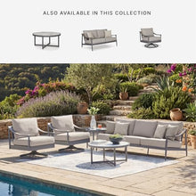 Signature Design by Ashley North Island Outdoor Coffee Table, Contemporary Patio Table With Marble Look Sintered Stone Top, Rust-Resistant Aluminum for Porch or Patio, Gray