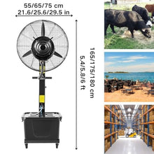 KUYBTU Portable Outdoor Misting Fan for Patio, Fans Misting Industry Evaporative Cooler 90° Oscillation 3 Speeds, 3 Micro-Mist Levels, Standing Fans with Casters Movable for Yar-75cm/30in