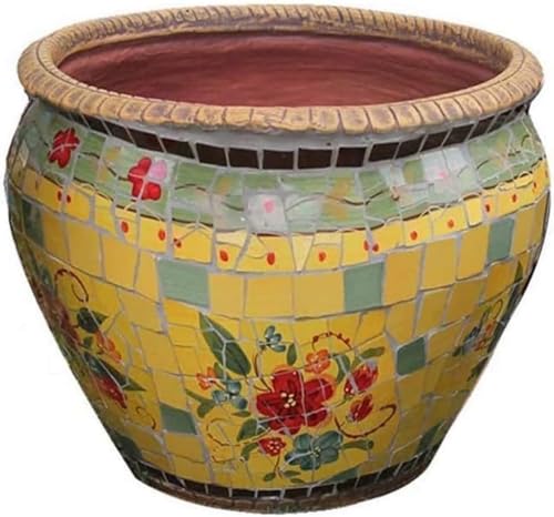 FAFACAI Flower Pots Flower Pot Planter, Outdoor/Indoor Unbreakable Ceramics Flowerpot Country Courtyard Garden Decoration, Large Diameter-C||L (Color : D, Size : M) (C Medium)