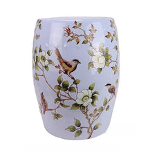 LINKIO Garden Stool Decorative Garden Stool, Ceramic Drum Seat with Birds and Flowers, Indoor Outdoor Patio Side Table Ottomans(Large)