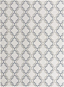 Unique Loom Outdoor Trellis Collection Area Rug - Parmaklik (9' x 12' 2" Rectangle, Ivory/ Navy Blue)