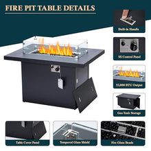 LeisureMod Chelsea Outdoor Patio 7-Piece Conversation Set with Fire Pit Table Black