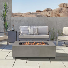 Real Flame Aegean 50in Rectangle Propane or Natural Gas Fire Pit Table, 50,000 BTU, Powder-Coated Steel, Push-Button Ignition, Lava Rock, Storage Cover, Stainless Steel Burner with Lid - Mist Gray