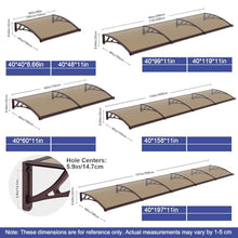 Awning for Door 40x160 Inch, Awnings for Doors with Separate Drainage, Polycarbonate UV Rain Snow Protection Window Awnings for Patio, Outdoor Canopy for Porch