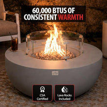 AMS 44" Round Concrete Natural Gas Fire Pit Bowl Table (Light Gray)