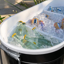 Permasteel 120-Qt Rolling Ice Chest, Portable Patio Party Bar Drink Cooler Cart with Wheels, Drink Dividers - Perfect for Outdoor or Indoor Entertaining, and Parties, Black