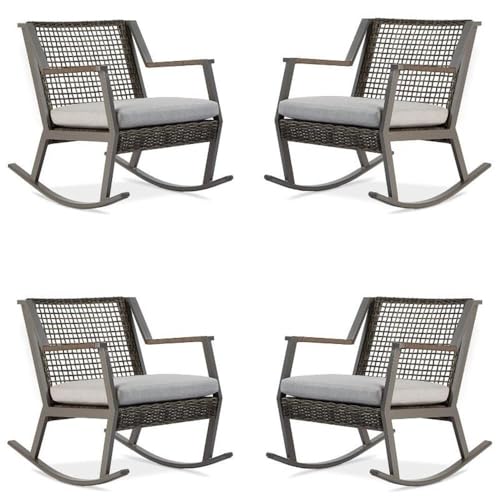 Home Square Aluminum Frame Patio Rocker Chair in Gray Finish - Set of 4
