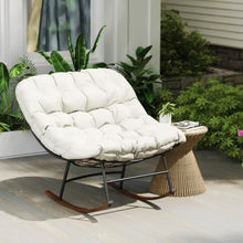 Outsunny Outdoor Rocking Chair Set of 2 Oversized with Cushions Beige