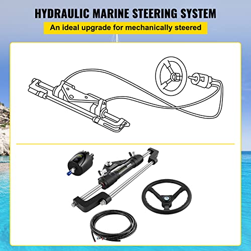 VEVOR Hydraulic Outboard Steering Kit 300HP with Helm Pump & 18 ft Hose