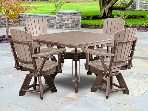 American Furniture Classics Model 44S-D-WWTB Dining Height Square Table in Weatherwood with a Tudor Brown Base, Made in The USA