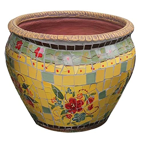 XYIANG Artistic Color Painting Pattern Planter Creative Animal Little Mexican Colored Ceramics Outdoor Flower Pot Vintage Garden Patio Balcony Decor Plant Pot Hallway Corridor P (Green 51 * 39CM)