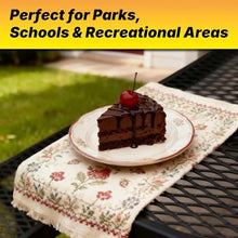 LAUCO Square Picnic Table, Expanded Metal, Black Thermoplastic Coating, Attached Benches, 1-1/2” Umbrella Pole Hole, Outdoor-Rated, 1000 lb Capacity (Black) 36036