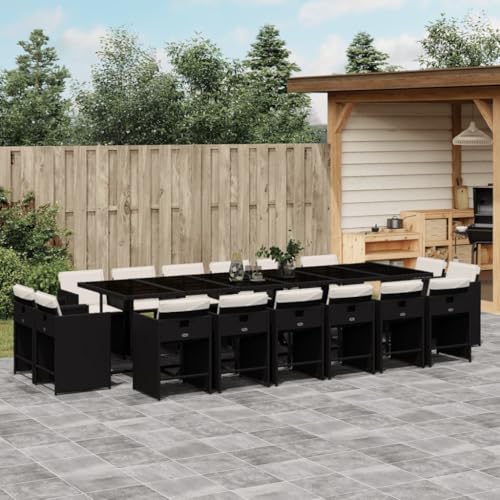 AMBERARD Patio Dining Set Set of 16 Black Furniture Set