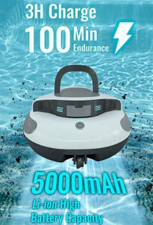 KANGJIEM Automatic Pool Cleaner, Powerful Robotic Pool Vacuum with 2 Motors, Wall Climbing,100 Mins Running Time for Above-Ground Pools up