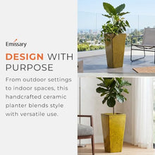 Emissary - Crisco Tall Square Planter, Tropical Yellow 17x31.5 H