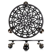 SIDUFHAOPKLL Cast Iron Plant Pallet Caddy Pot With Heavy Duty Wheels Round Flower Planter Trolley Casters Rolling Tray Coaster(E)