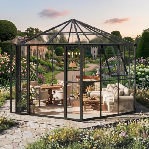 Reljofum Hexagonal Greenhouse 12x10x8, Walk-in Garden with Vents