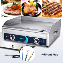 XQZMZSCP 24" Commercial Griddle Electric Grill Without Plug Countertop Griddle Flat Top Grill Hot Plate Non-Stick Stainless Steel Teppanyaki Grill