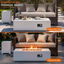 Shintenchi 43" Propane Fire Pit Table for Outside Patio, Off-White