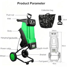 DHMYDPDZ Wood Chipper Shredder Low Noise,2400w Electric Leaf Mulcher Shredder with Collection Bag,with Two Blades,Maximum Cutting Diameter 39mm for Mulching, Composting and Yard Cleanup