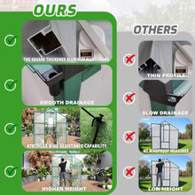 Walk-in Greenhouse with Adjustable Roof and Built-in Gutter System for Backyard, Lawn, Outdoor Plant Tent with Aluminum Alloy Frame and Sliding Door for Growing Plants, Flowers
