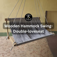 Nomadic State of Mind Hammock Swing | Double Love Seat | 100% Cotton Handwoven Rope Lounger | Hanging Chair for Two | Laurel Wood Spreader Bars (Black)