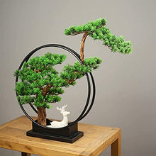 LSHAOBO Artificial Bonsai Tree Faux Bonsai Tree Houseplant with Ceramic Deer Sculpture Home Office Decoration Ornaments(Color:Green-1)